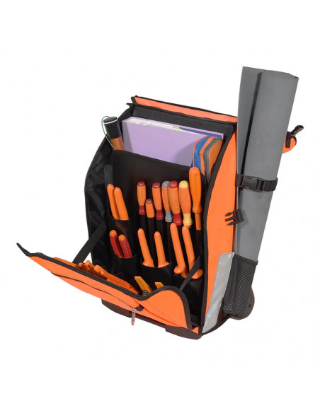 Tools range Technician rolling backpack Hight Visibility 40E01FW 207,00 € - backpack dedicated to transport tools and PPE.